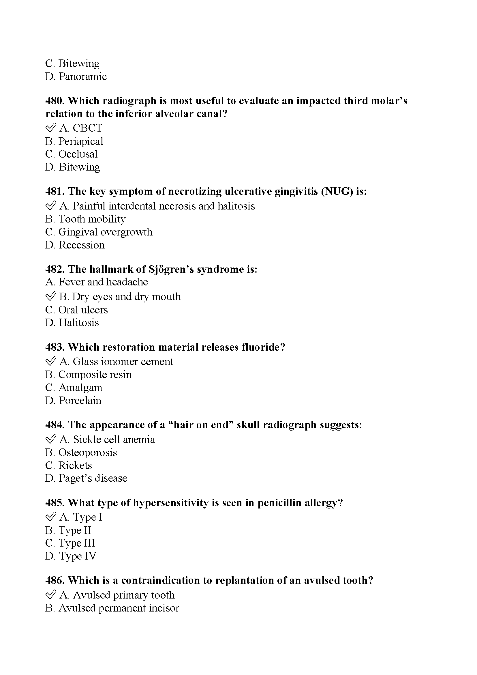 DAT dental assistant exam practice test with correct answers